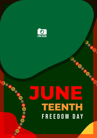 Juneteenth Freedom Day. Poster design with flower circle ornaments for speech, ads, annual events on...