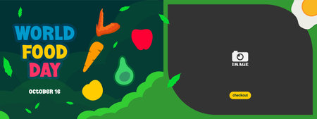 world food day. Banner design with organic food illustration for life health