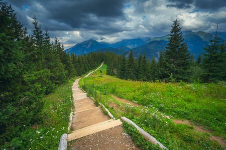 Landscape in European mountains, High Tatras, Malopolskie Polandの写真素材