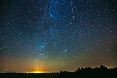 Starry sky with light Aurora borealis lights