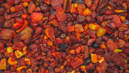 Amber stones natural background pattern, flat layの写真素材