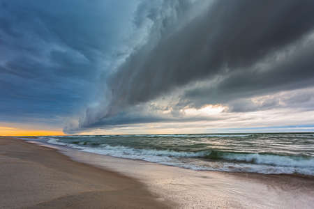 Shelf cloud over the Baltic sea, storm comingの写真素材