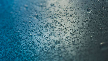 Drops of water on glass, rain conceptの写真素材