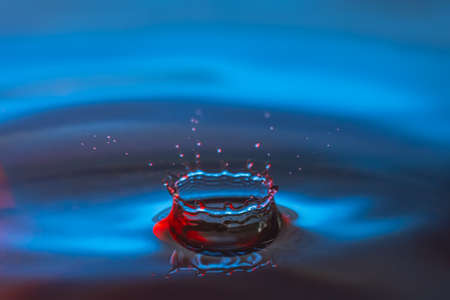 Water drop splash crown, close up shot of water splashの写真素材