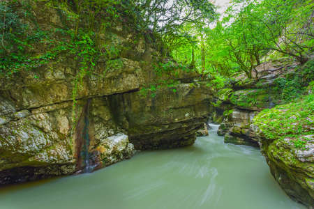 Waterfall in Gachedili canyon, Georgia, wild place