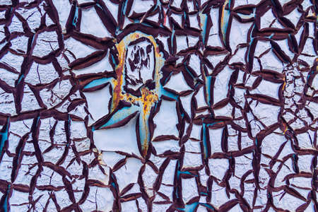 Abstract background of textured blue cracked wall.の写真素材