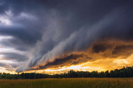 Storm Clouds in sunset light, dramatic storm clouds