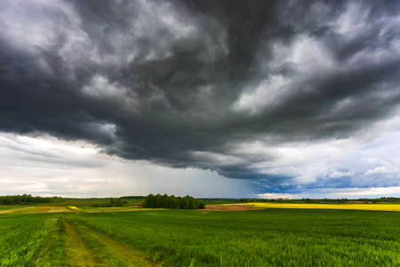 Severe thunderstorm clouds, landscape with storm cloudsの写真素材