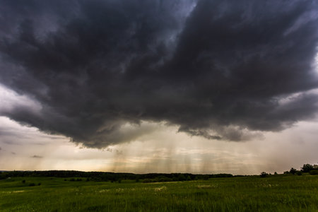 Severe thunderstorm clouds, landscape with storm cloudsの写真素材