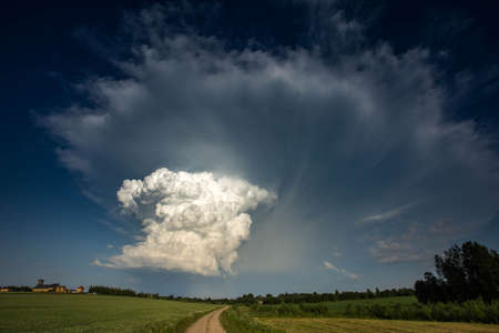 Cumulonimbus capillatus incus cloud, isolated storm cloudの写真素材