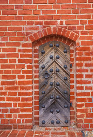 Old door on a wooden door in the castleの写真素材