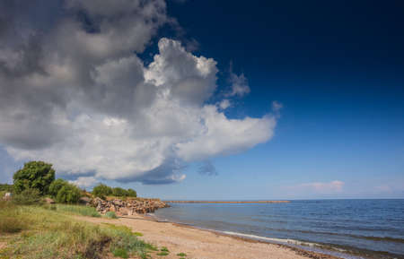 Seascape of the Gulf of Riga, Latvia, Baltic countryの写真素材