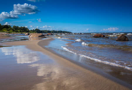 Seascape of the Gulf of Riga, Latvia, Baltic countryの写真素材