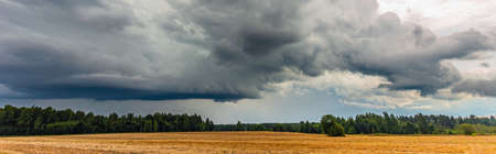 Thunder storm clouds with supercell wall cloud, summer, Lithuaniaの写真素材