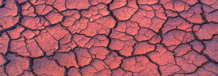 Dry and cracked land, dry due to lack of rain. Effects of climate change such as desertification and droughtsの写真素材