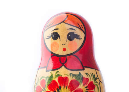 A russian matryoshka doll on a white backgroundの写真素材
