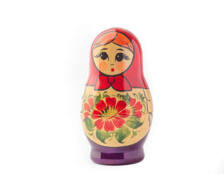 A russian matryoshka doll on a white backgroundの写真素材