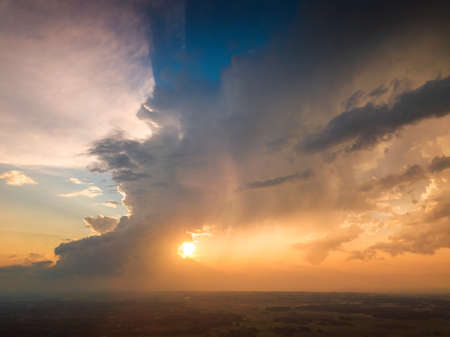 Aerial picture of Storm clouds with micro burst