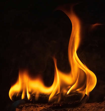 Fire flames abstract on black background, fire artの写真素材