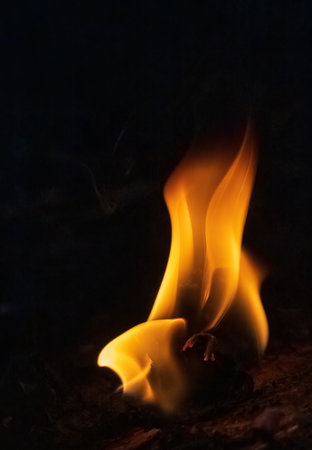 Fire flames abstract on black background, fire artの写真素材