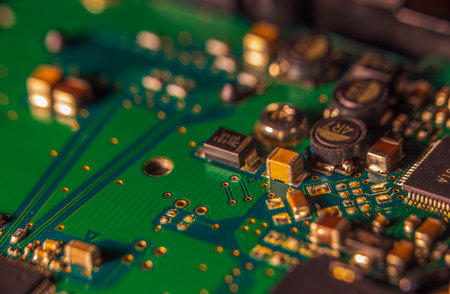 Background image texture of Motherboard digital microchipsの写真素材