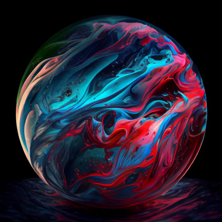 Marble ink abstract art ball. Generative AIの素材