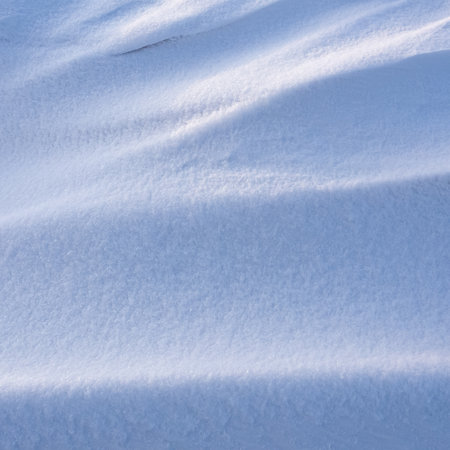 Snowdrift waves in sunset light, winter background of snow wavesの写真素材