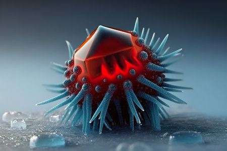 Dangerous virus in the frozen ice of North. Thawing permafrost danger of releasing new viruses to the world. Generative AIの素材