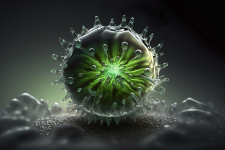 Dangerous virus in the frozen ice of North. Thawing permafrost danger of releasing new viruses to the world. Generative AIの素材