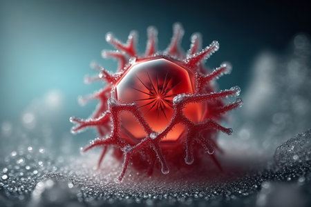 Dangerous virus in the frozen ice of North. Thawing permafrost danger of releasing new viruses to the world. Generative AIの素材