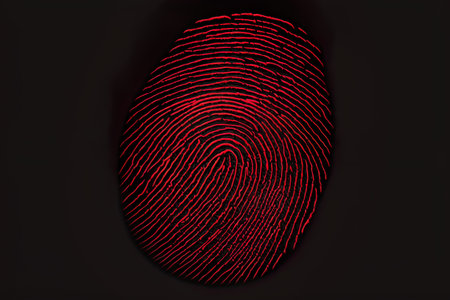 Red fingerprint background. Generative AI.の素材