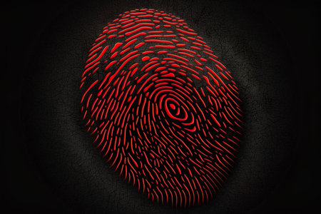 Red fingerprint background. Generative AI.の素材
