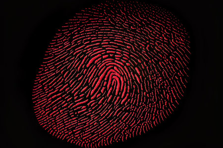 Red fingerprint background. Generative AI.の素材
