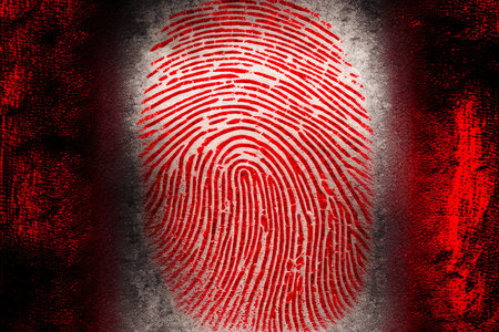 Red fingerprint background. Generative AI.の素材