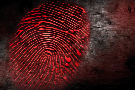 Red fingerprint background. Generative AI.の素材