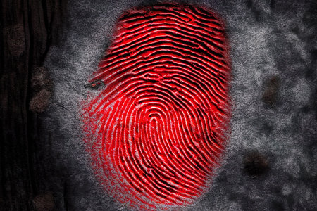 Red fingerprint background. Generative AI.の素材