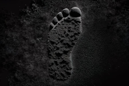 Carbon footprint on a coal dust. CO2 concept. Generative AIの素材