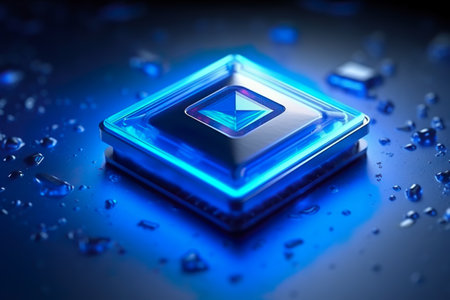 Imaginative futuristic quantum sensor. Future computer processor. Generative AI.の素材