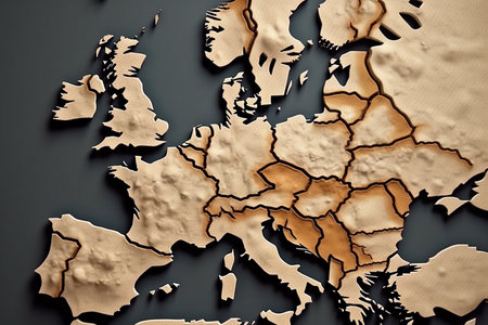 Dried land in Europe, drought concept, Climate change. Generative AIの素材