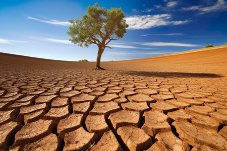 Dried land in Europe, drought concept, Climate change. Generative AIの素材