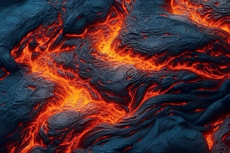Background of hot lava, top view, Generative AIの素材