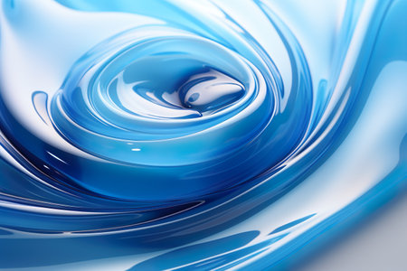 Blue swirl of liquid on a white background.の素材