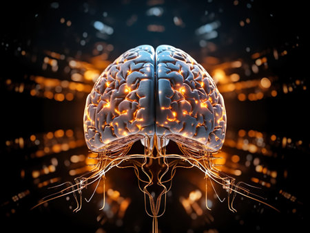 Human brain as a computer microchip. AI based computer microchip. Generative AI.の素材