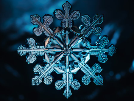Natural form crystal of a snowflake. Winter time.の素材