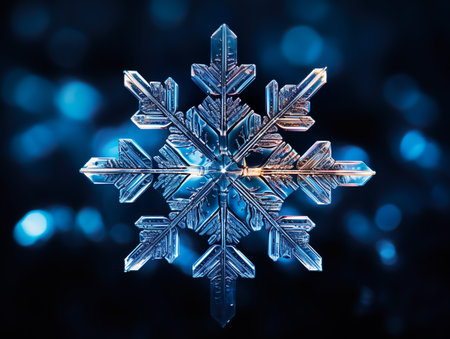 Natural form crystal of a snowflake. Winter time.の素材