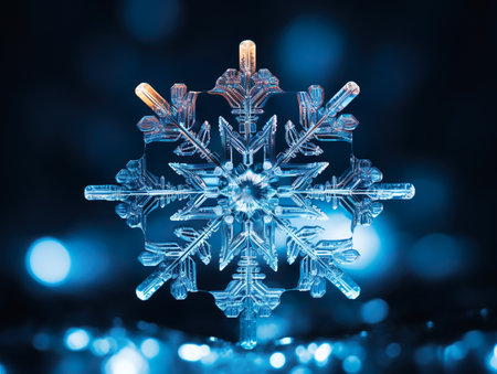 Natural form crystal of a snowflake. Winter time.の素材