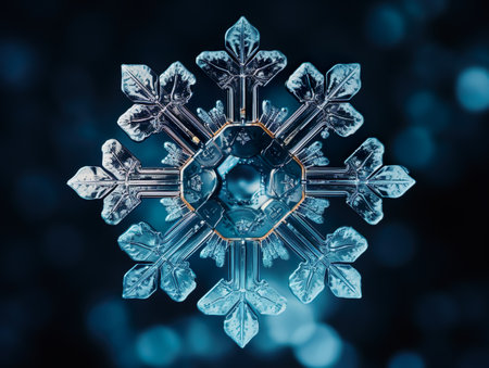 Natural form crystal of a snowflake. Winter time.の素材