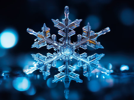 Natural form crystal of a snowflake. Winter time.の素材