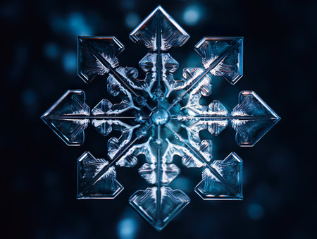 Natural form crystal of a snowflake. Winter time.の素材