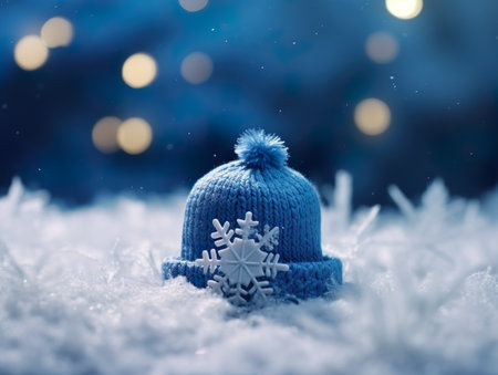 Cute little snowman head. Winter postcard.の素材